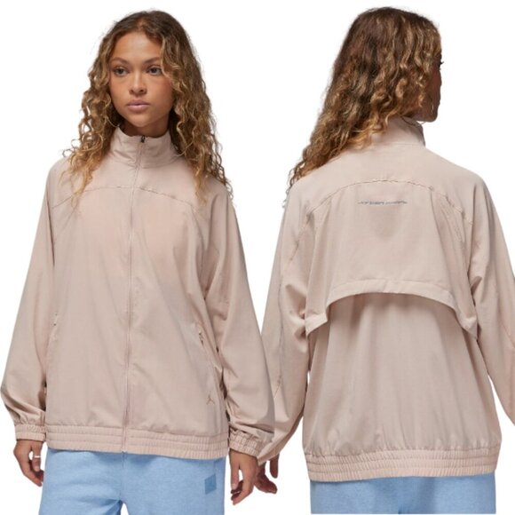 NWT Jordan Sport Dri-Fit Woven Jacket Women's Medium Beige Full Zip Windbreaker - Picture 1 of 16